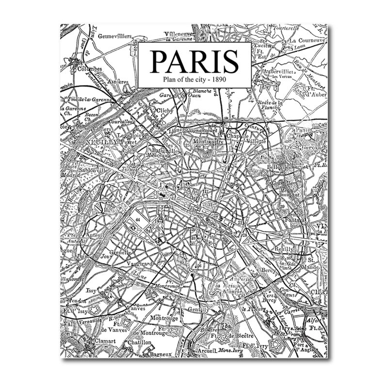 Toile imprimée PARIS MAP 40 x 50 cm