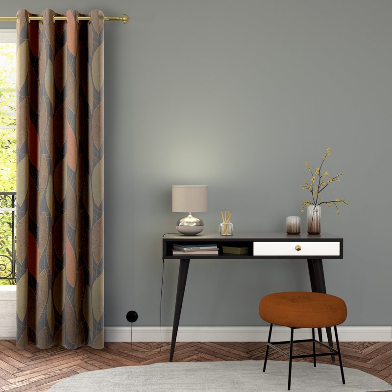 Tissu FEUILLE D'OR coloris moka