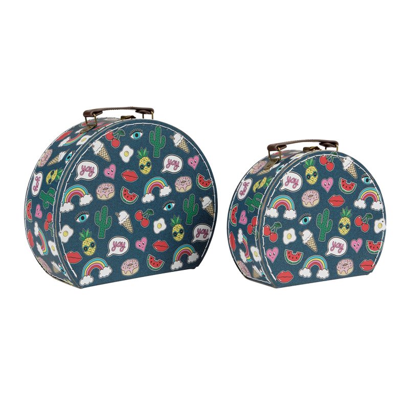 Boîte de rangement PATCHES & PINS X2 coloris bleu