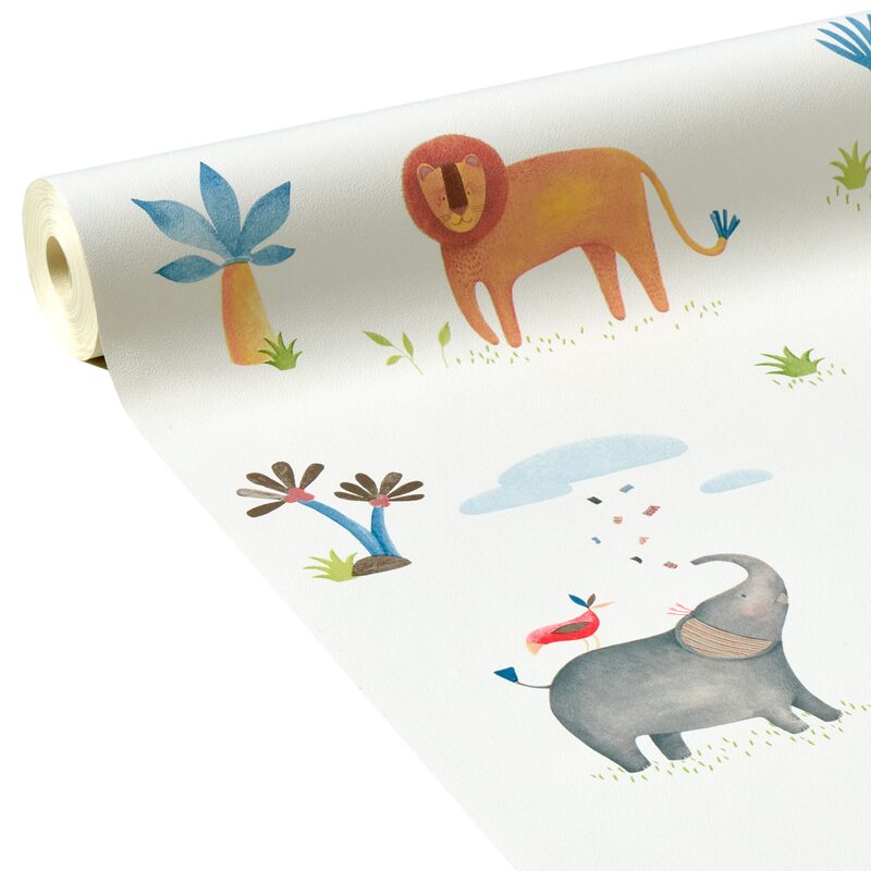 Papier peint LES PAPOUMS coloris blanc