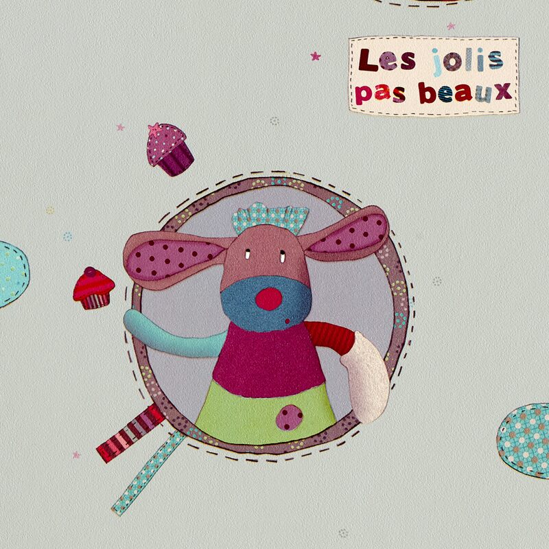 Papier peint LES JOLIS PAS BEAUX coloris gris perle