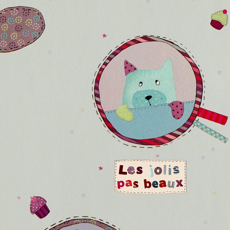 Papier peint LES JOLIS PAS BEAUX coloris gris perle