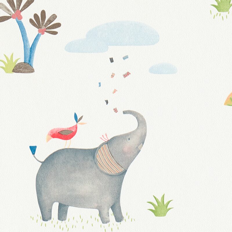 Papier peint LES PAPOUMS coloris blanc
