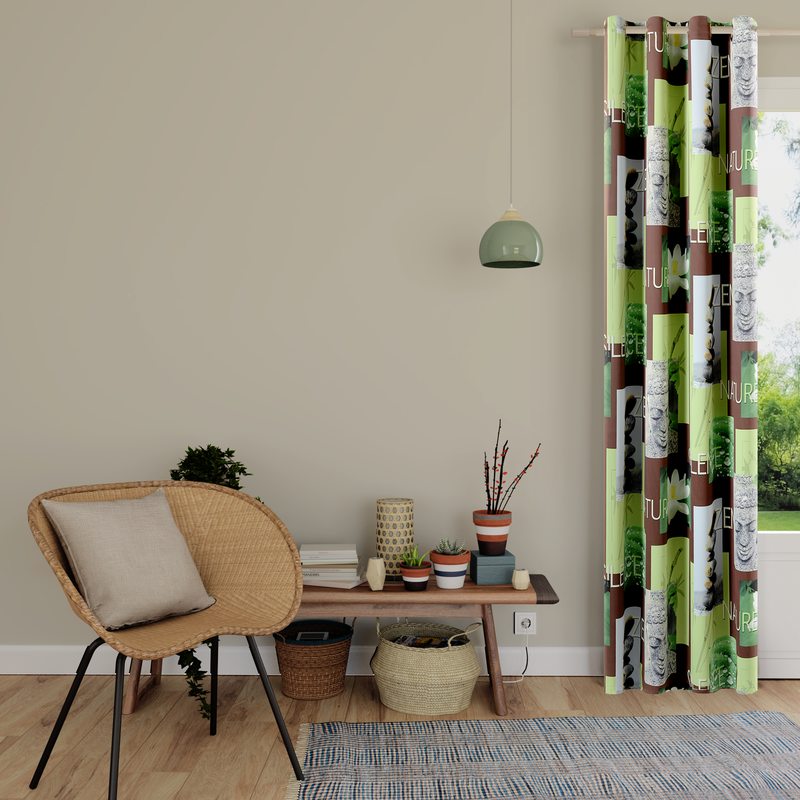 Tissu BOUDHA coloris vert
