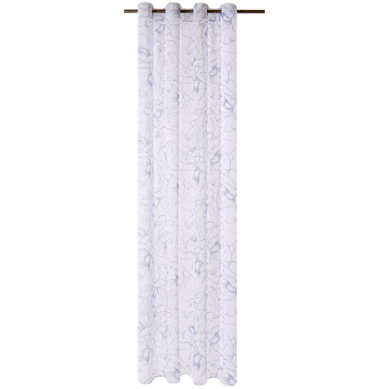 Voilage FLOWERS coloris bleu marine 140 x 260 cm