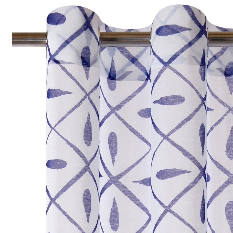 Voilage FAÏENCE coloris bleu indigo 140 x 260 cm