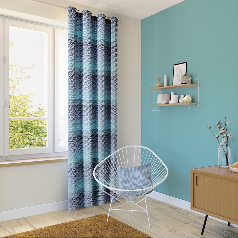 Rideau CANASTA coloris bleu 145 x 255 cm