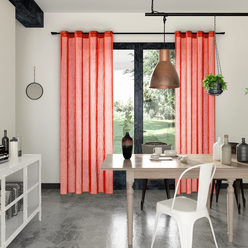Voilage CHECH coloris terracotta 145 x 240 cm