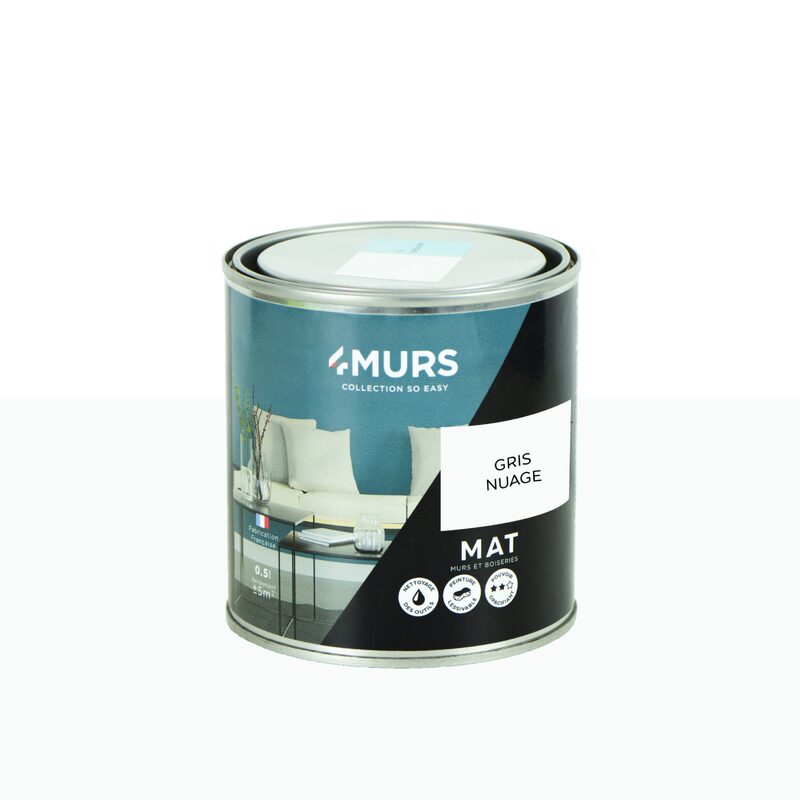 Peinture Finition SO EASY Acrylique gris nuage Mat 0,5 L