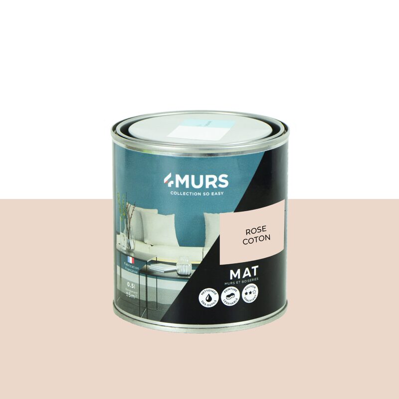 Peinture Finition SO EASY Acrylique rose coton Mat 0,5 L