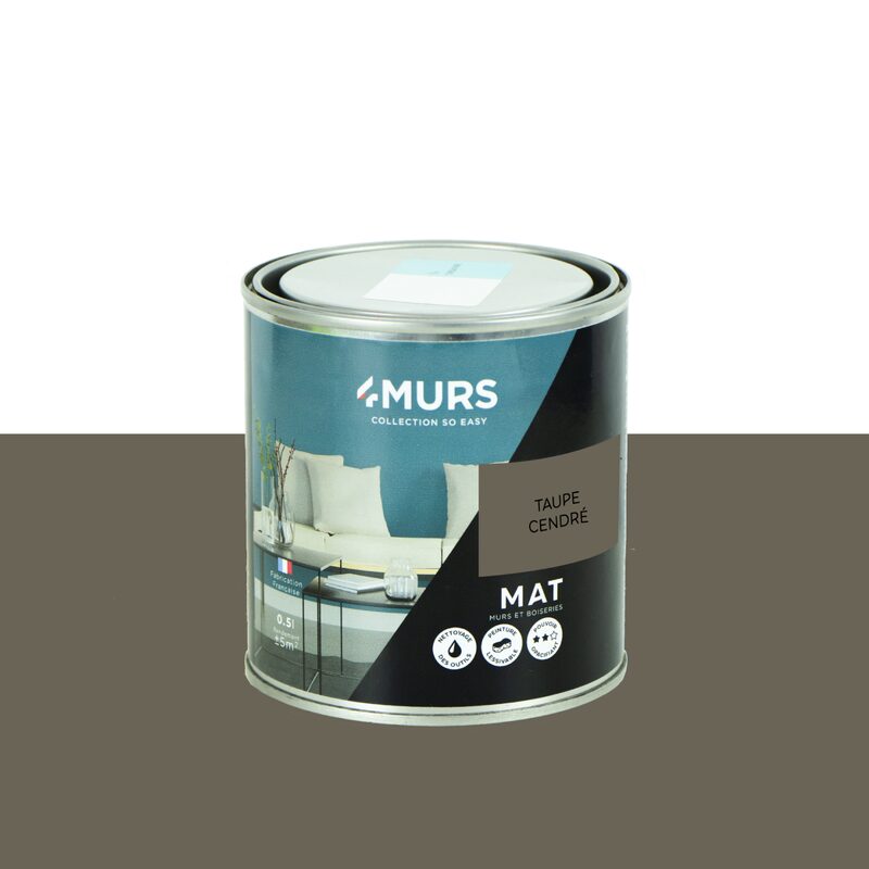 Peinture Finition SO EASY Acrylique taupe cendré Mat 0,5 L