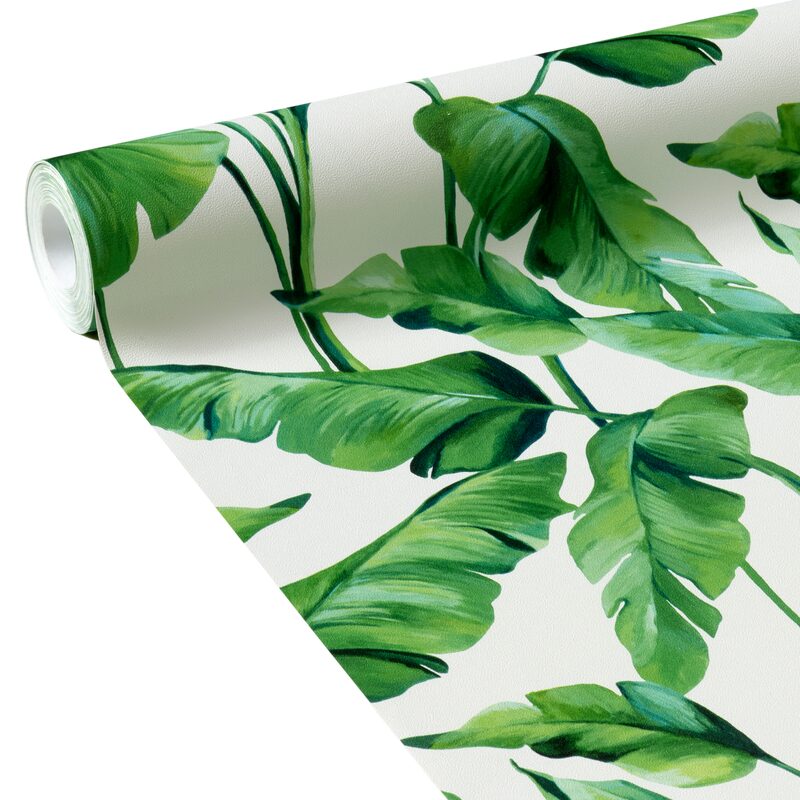 Papier peint intissé TROPICAL LEAVES coloris blanc