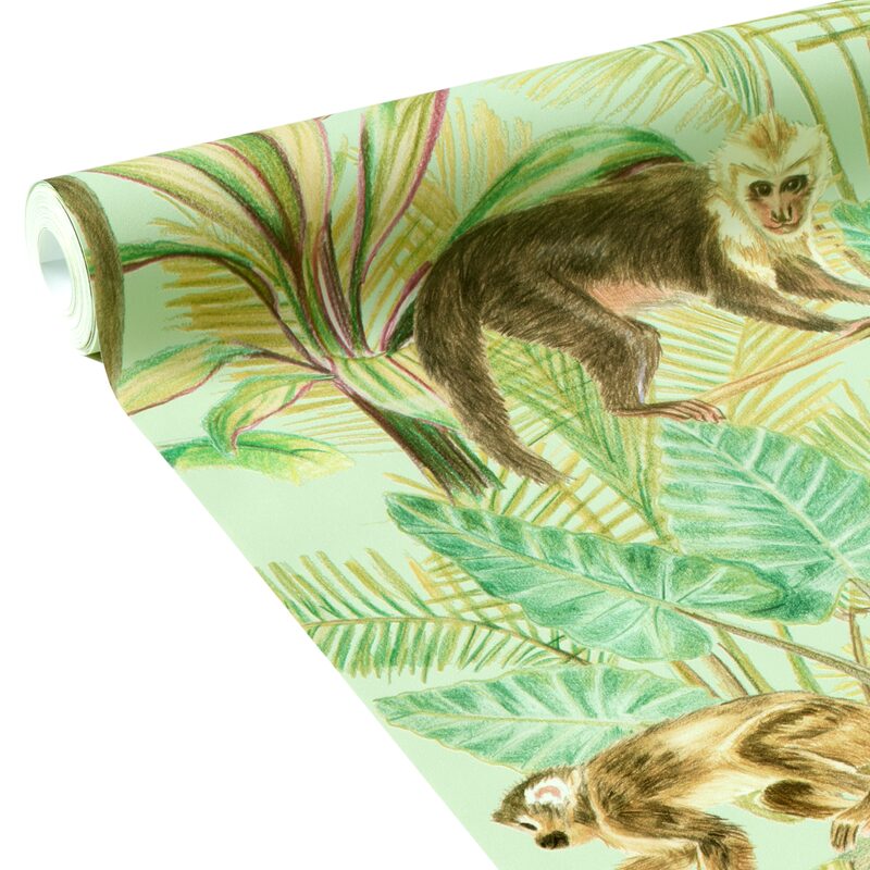 Papier peint intissé BALI coloris vert bambou