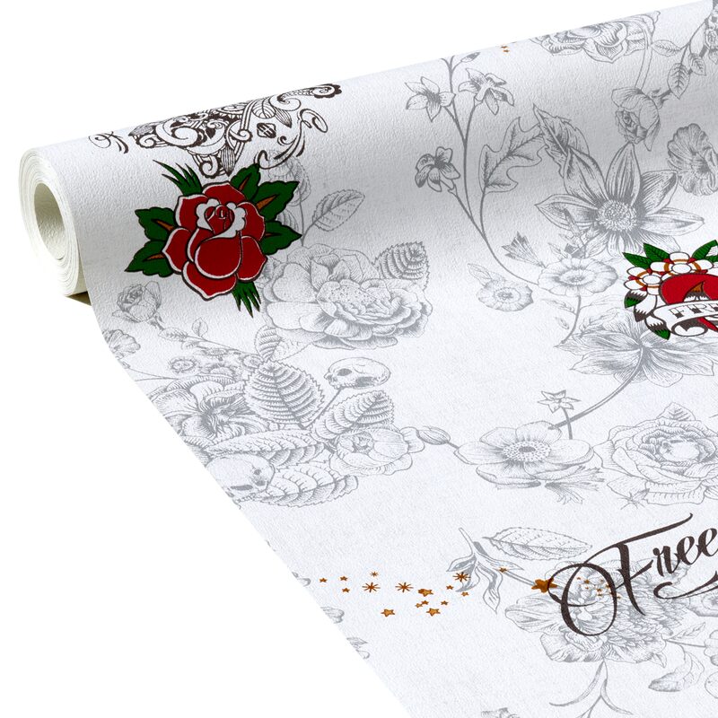 Papier peint MISS FREEGUN TATOO coloris gris perle