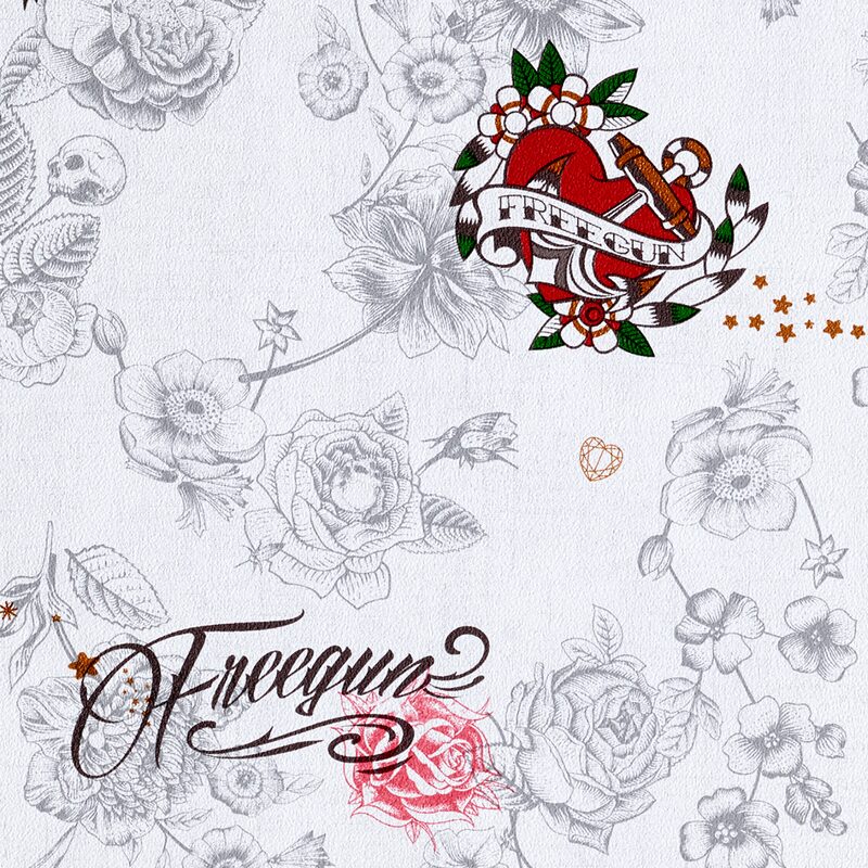 Papier peint MISS FREEGUN TATOO coloris gris perle