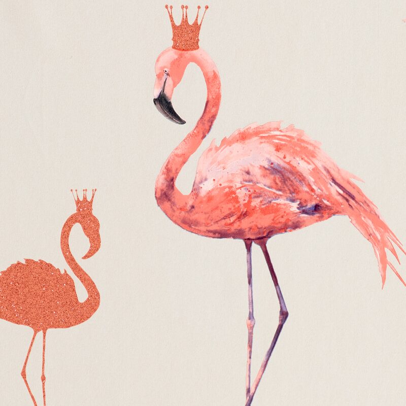 Papier peint FLAMINGO coloris blanc perlé