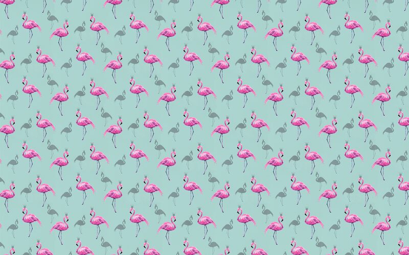 Papier peint FLAMINGO coloris bleu aqua