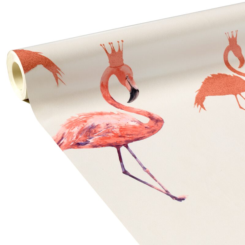 Papier peint FLAMINGO coloris blanc perlé