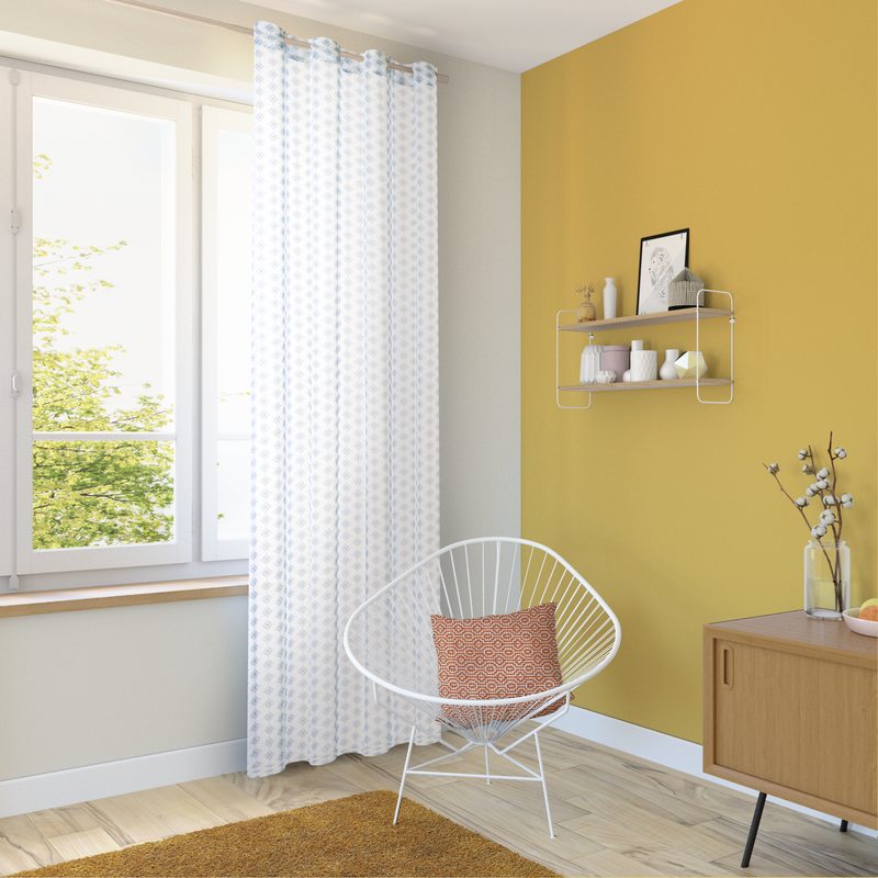 Voilage SAVANA coloris bleu gris 140 x 240 cm