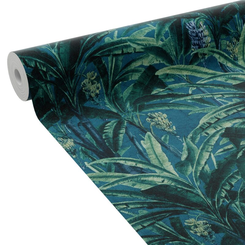 Papier peint intissé BRASILIA coloris bleu pétrole