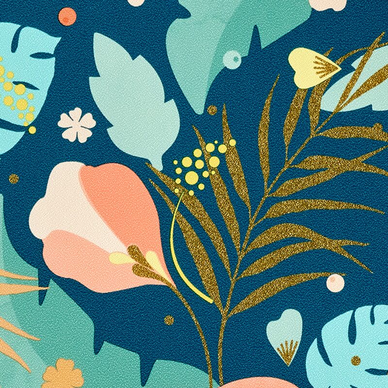Papier peint intissé CREPUSCULE TROPICAL BY NYMPHEA'S FACTORY coloris bleu paon