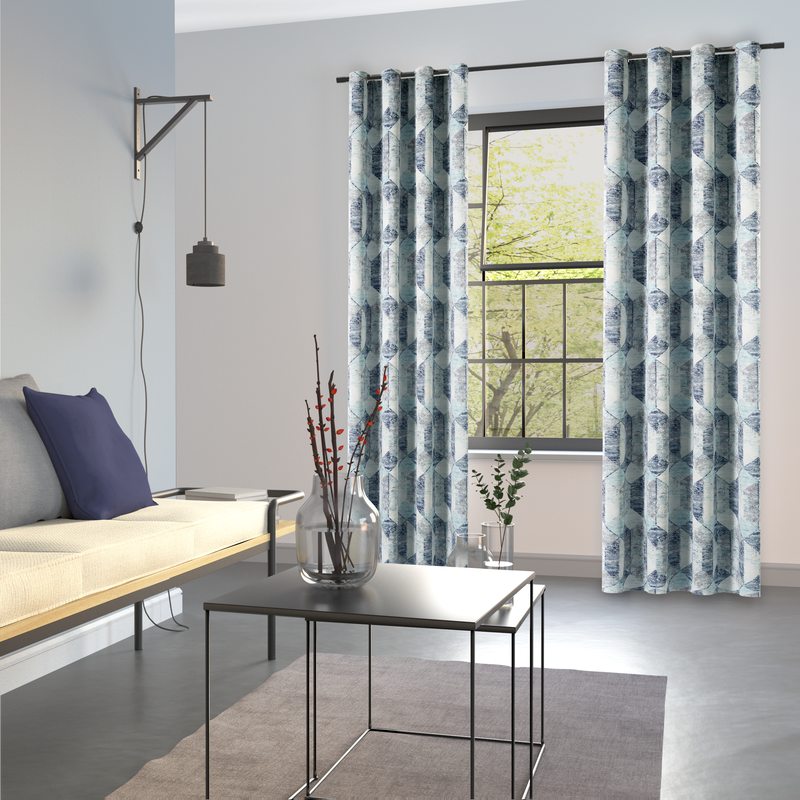 Rideau SAPHIR coloris bleu 145 x 255 cm
