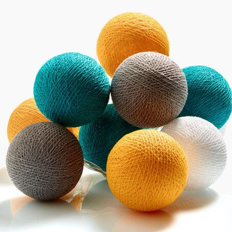 Guirlande lumineuse boule VINTAGE coloris jaune moutarde