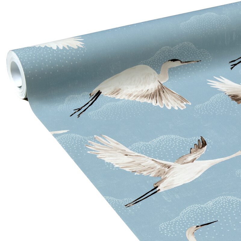 Papier peint intissé LILIANA coloris bleu ciel