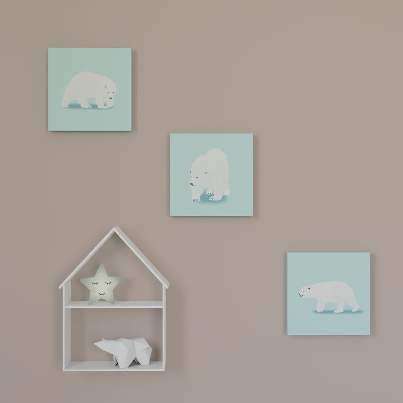 Triptyque OURS POLAIRE 60 x 20 cm