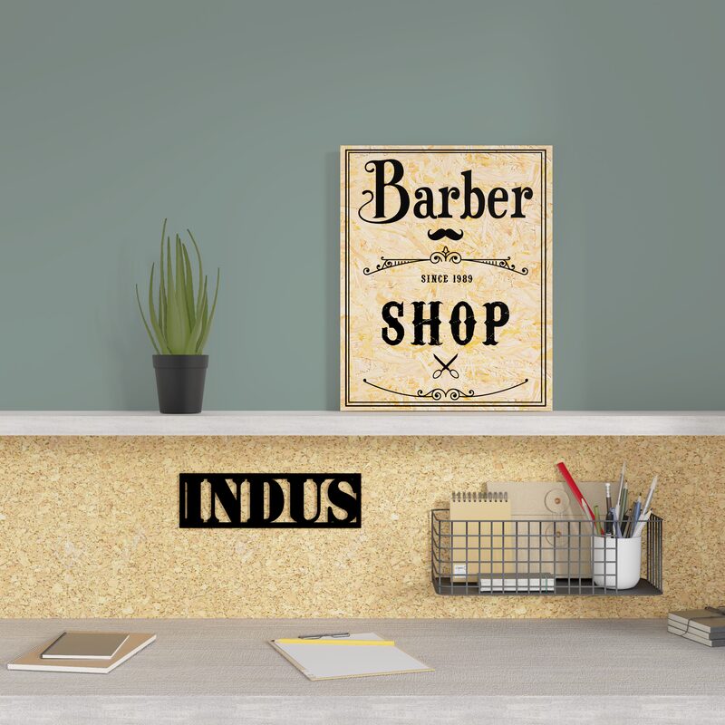 Décoration murale en bois BARBER SHOP 40 x 50 cm