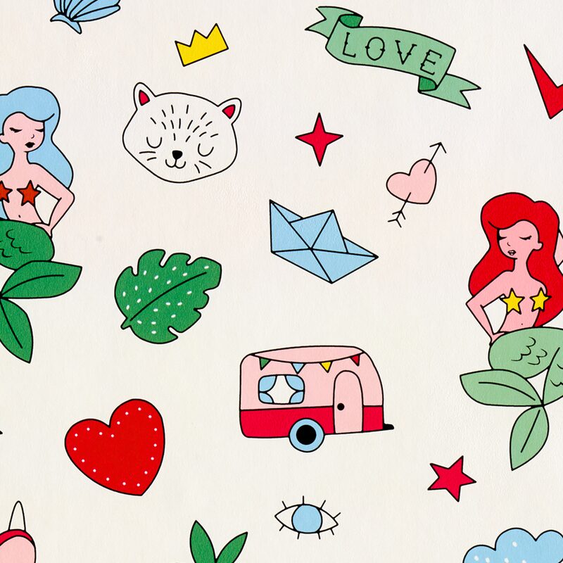 Papier peint intissé LOVELY TATOOS coloris blanc