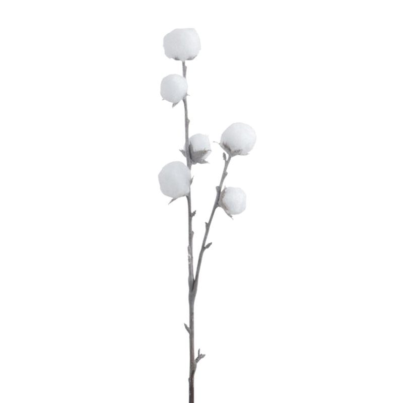 Plante artificielle BRANCHE BOULE COTON coloris brun