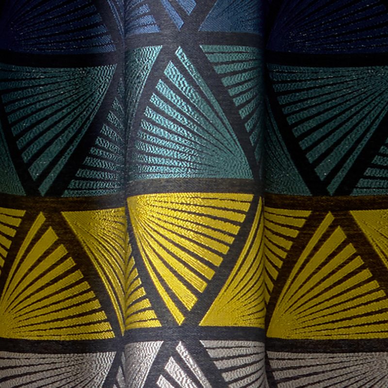 Rideau GABIN coloris ocre/bleu 135 x 270 cm