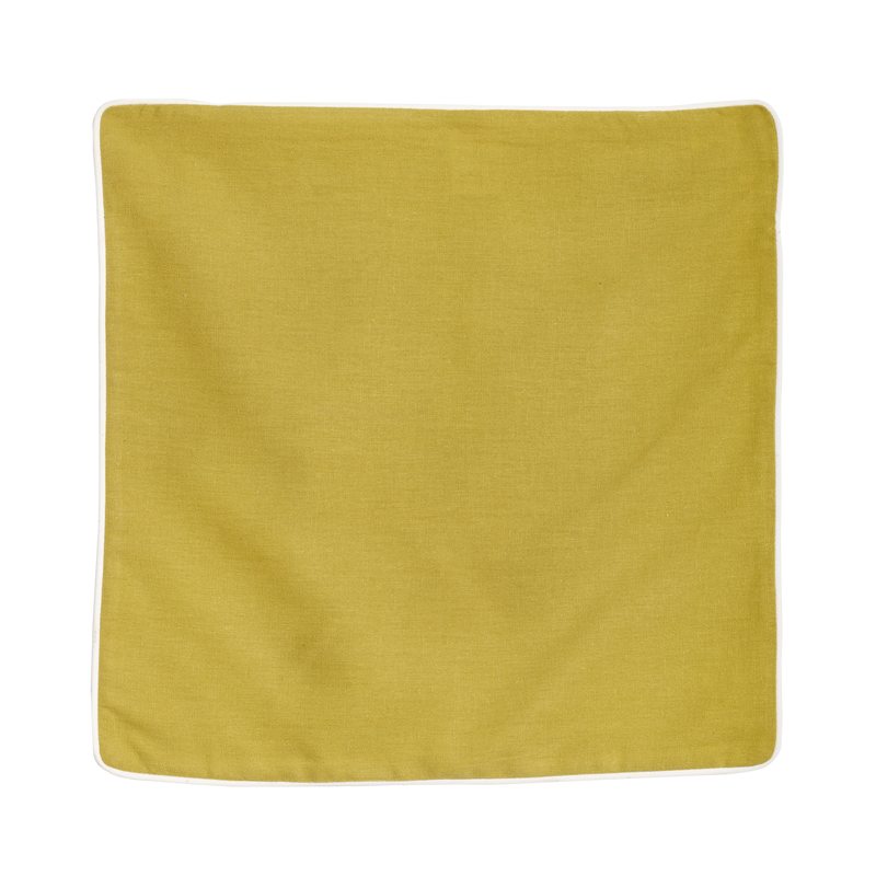 Housse de coussin LIN LAVE coloris vert moutarde 40 x 40 cm