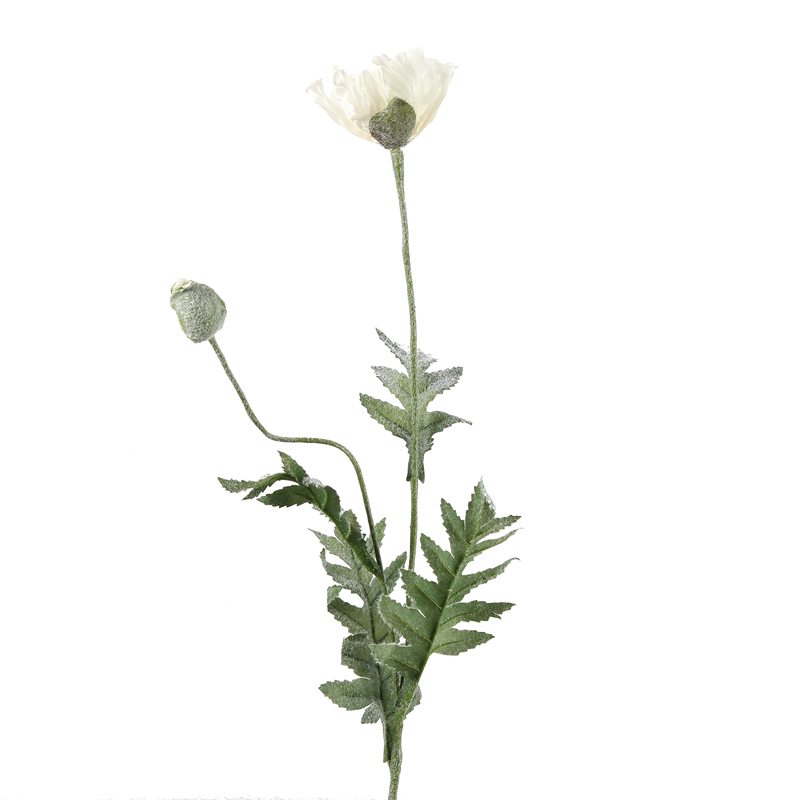 Fleur artificielle PAVOT BLANC coloris vert
