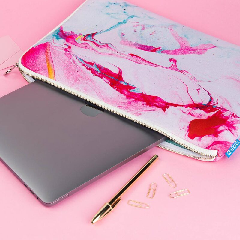 Pochette laptop PINK MARBLE coloris rose