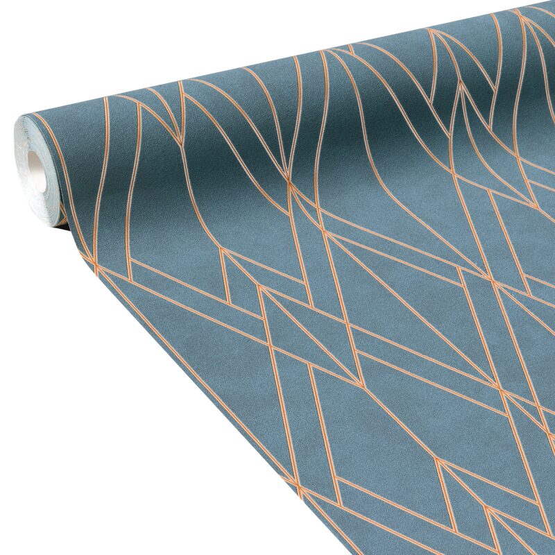 Papier peint intissé THIBAULT coloris bleu pétrole