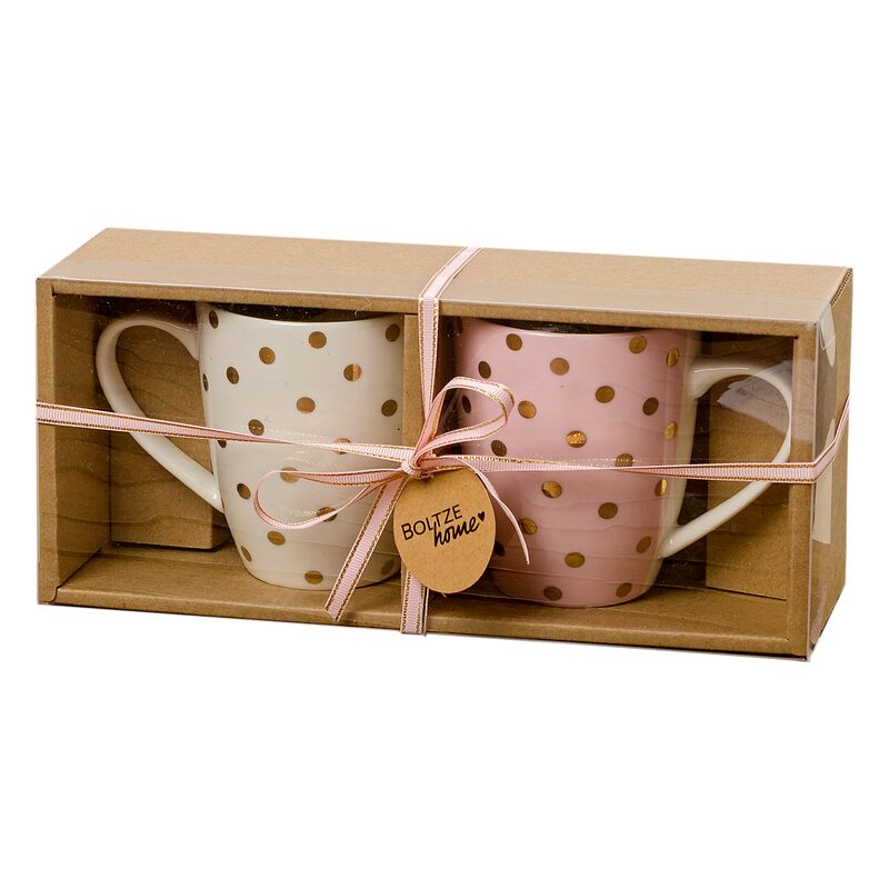 Mug GOLD DOTS X2 coloris beige rosé