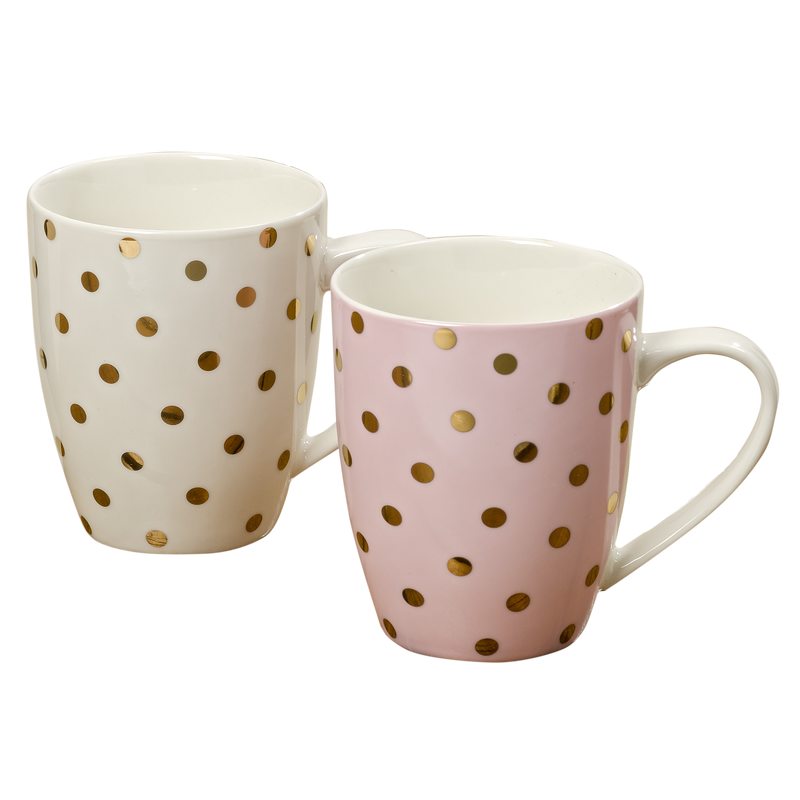 Mug GOLD DOTS X2 coloris beige rosé