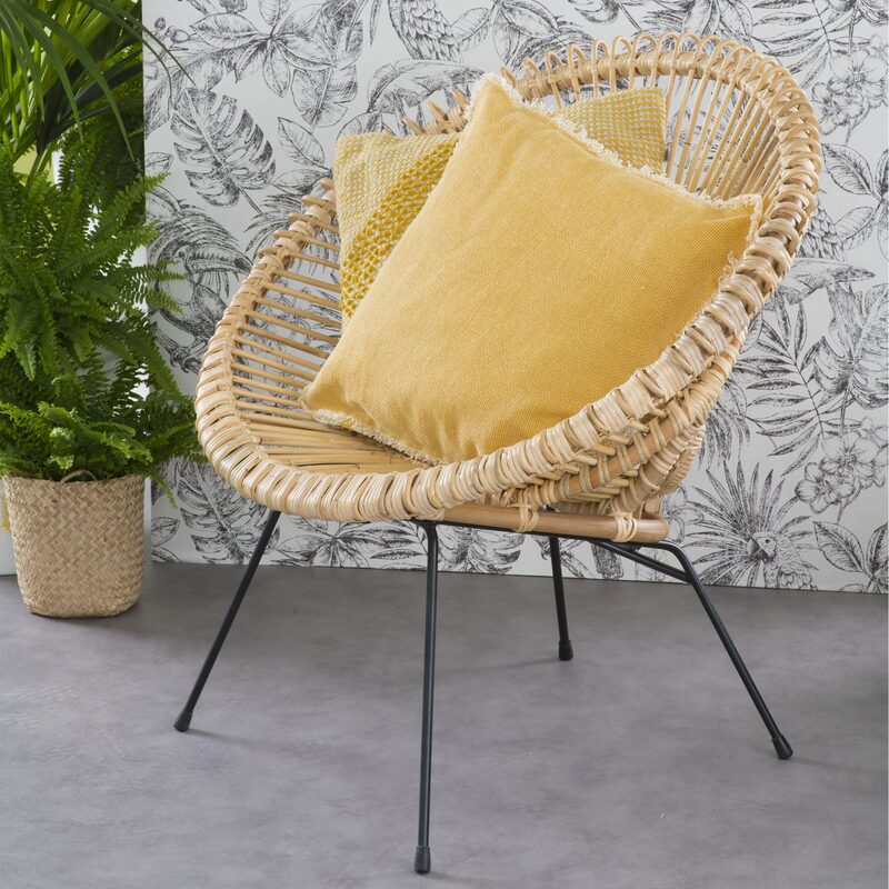 Coussin BURTA coloris jaune 45 x 45 cm