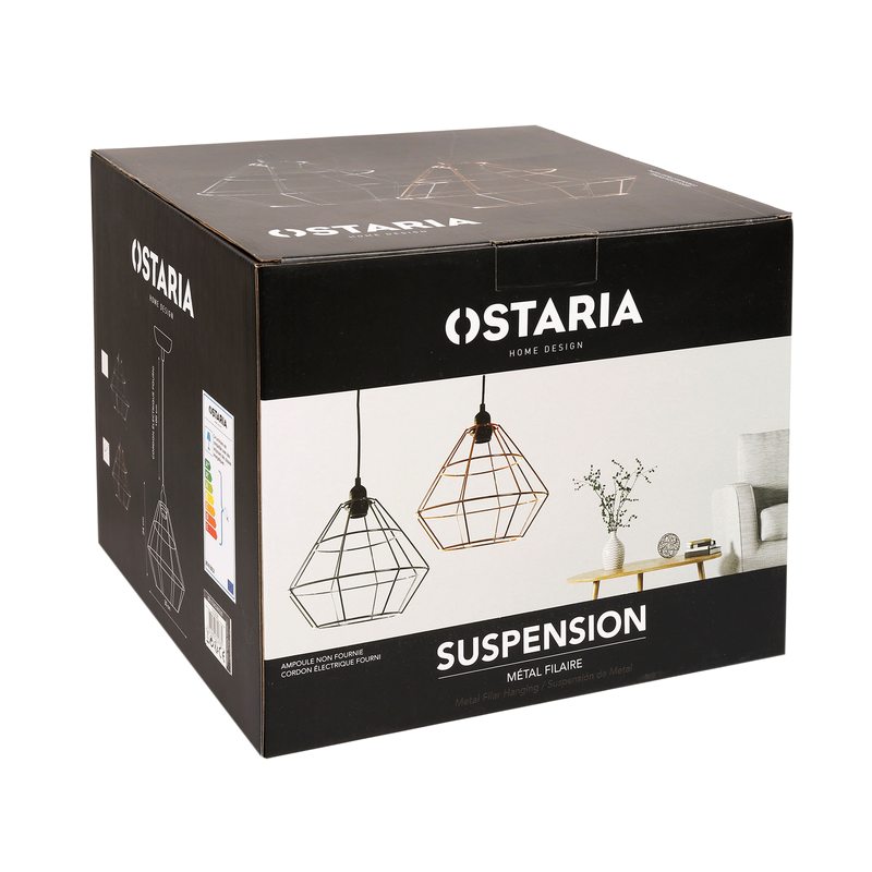 Suspension DIAMANT coloris cuivre 24 x 30 cm