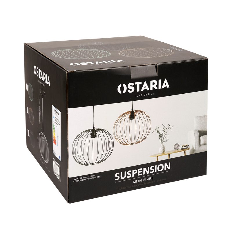 Suspension FILEA coloris noir 24 x 24 cm