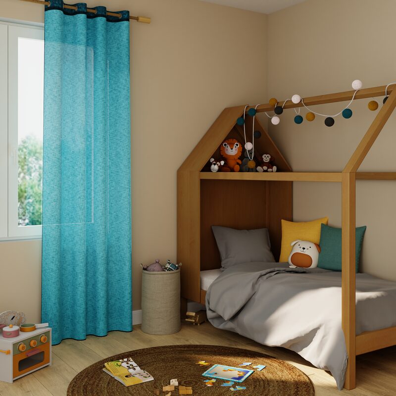 Voilage ENZOY coloris bleu aqua 140 x 240 cm