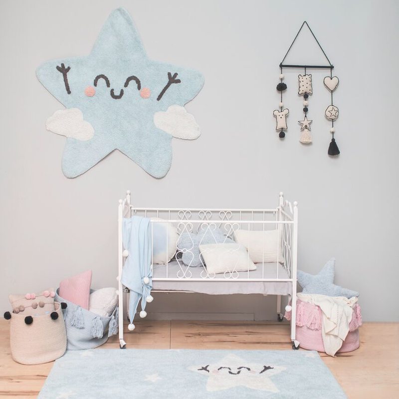 Tapis HAPPY STAR coloris bleu 120 x 120 cm