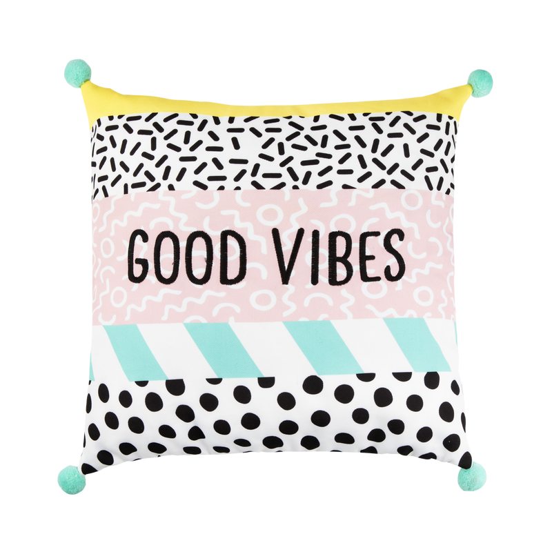 Coussin GOOD VIBES coloris multicolore 40 x 40 cm