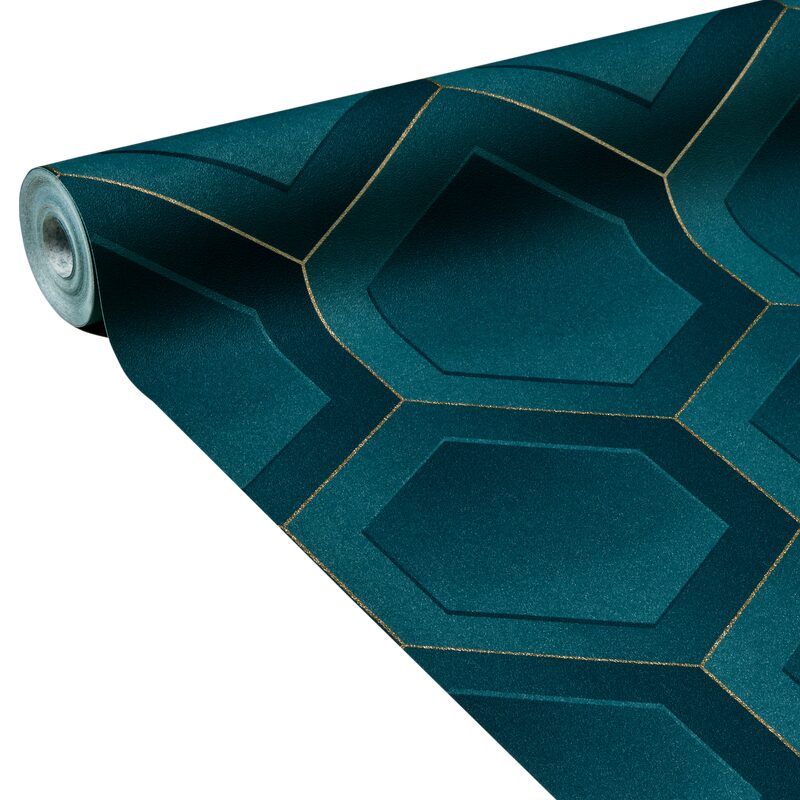 Papier peint intissé CLINT coloris bleu pétrole
