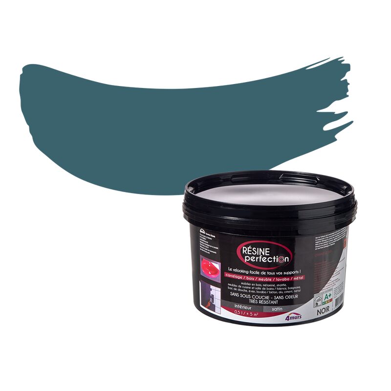 Peinture Rénovation RÉSINE Epoxy bleu paon Satiné 0,5 L