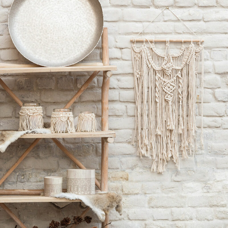 Suspension en macramé LAIKA coloris beige