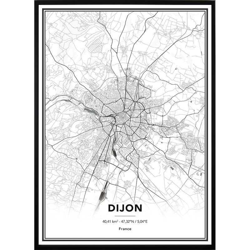 Image encadrée MAP DIJON 50 x 70 cm