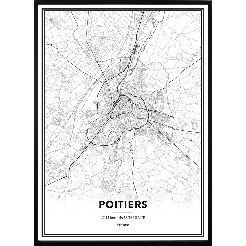 Image encadrée MAP POITIERS 50 x 70 cm